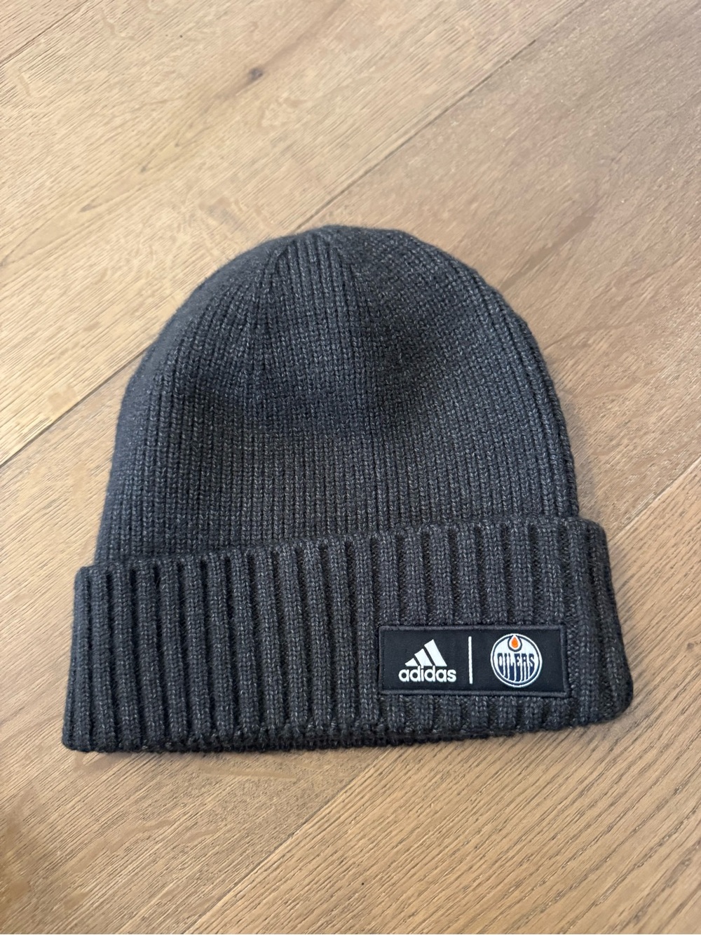 adidas Black Edmonton Oilers Ribbed Cuff Beanie
